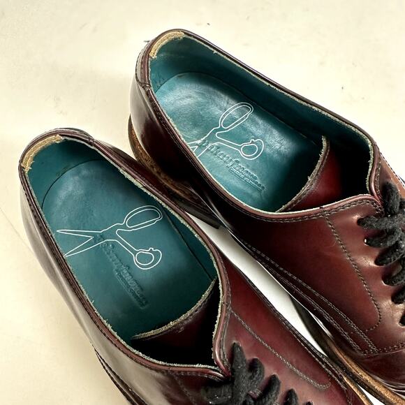 VERY GOOD pskaufman No.1050 RUNWAY Derby Oxblood Burgundy leather handmade 8.5 main image 9